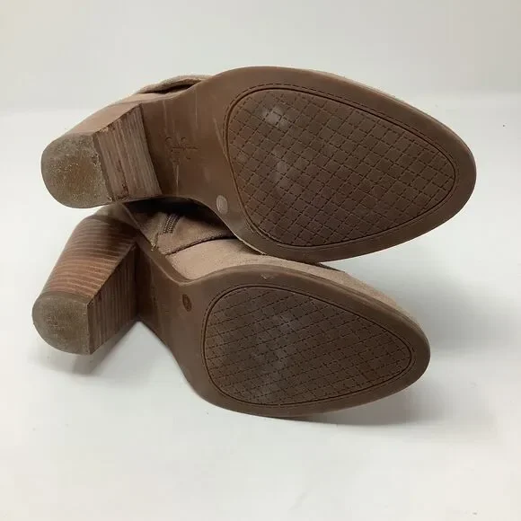 Jessica Simpson Cassley Womens 7.5 Beige Suede Ankle Boots Booties Side Zip Heel - Picture 13 of 16